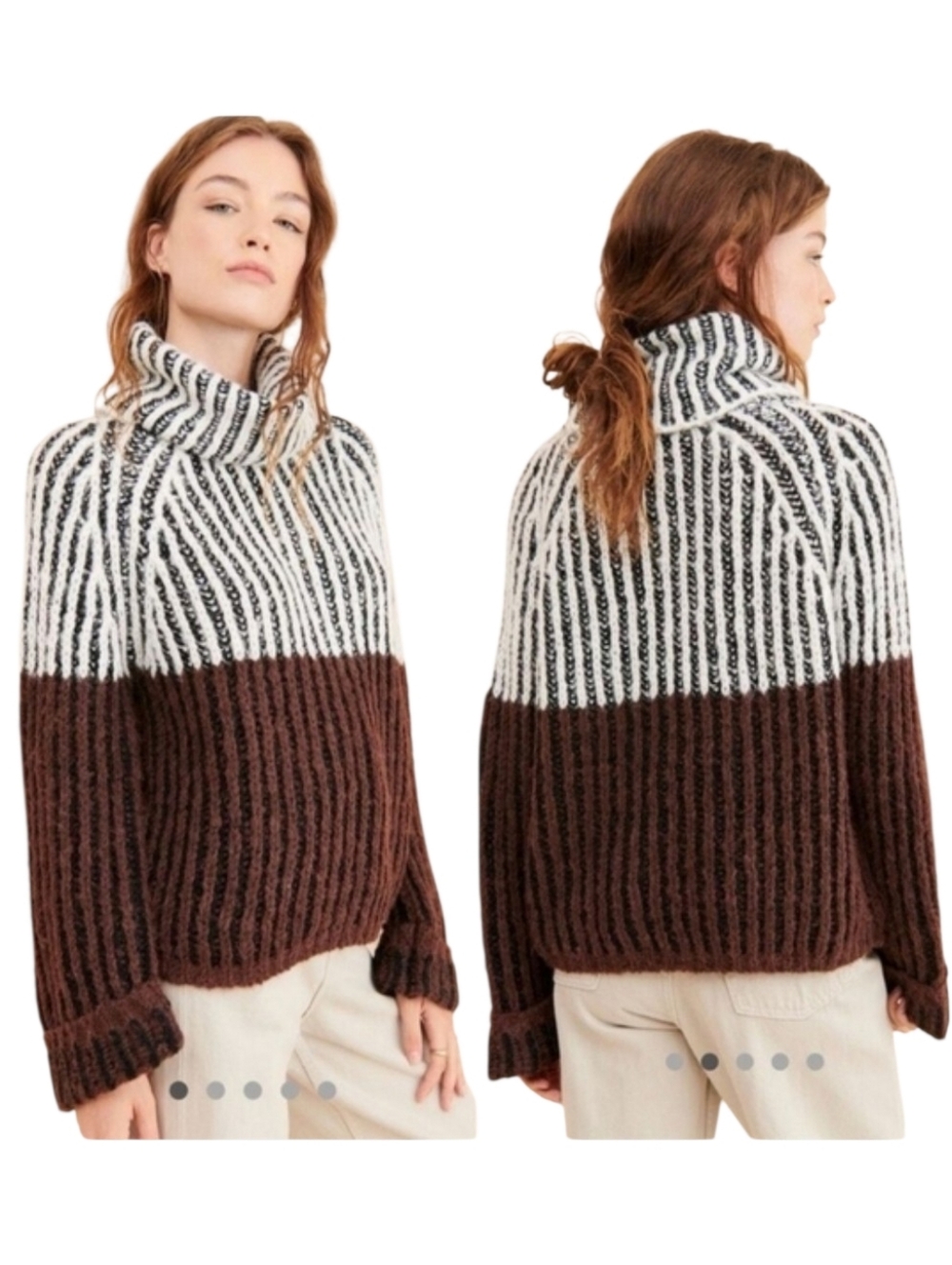 Anthropologie Love Token Daytona Turtleneck Chunky Sweater Women's Size Small